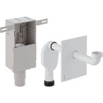 Sifón empotrado, referencia 151.120.11.1 de Geberit para lavabos, con caja de montaje de pared y embellecedor, salida horizontal